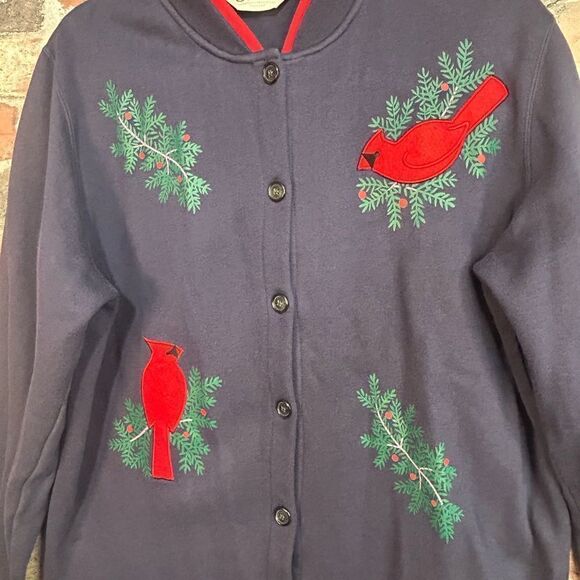 5 for $25🔥Vtg. Orvis Navy Button Front Cardinal Embroidered Jacket Medium - Picture 3 of 5